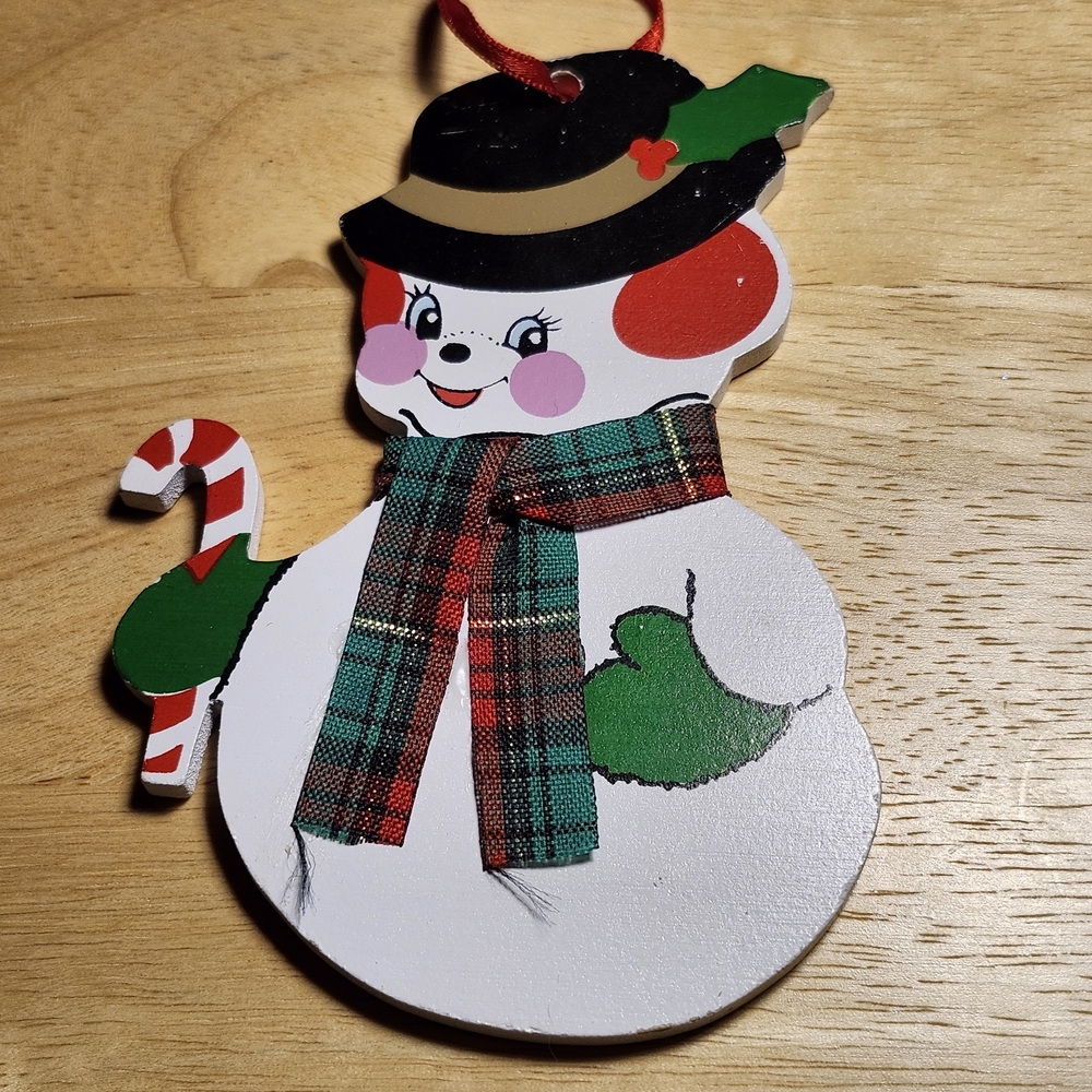 Vintage 1988 Kurt S. Adler Snowman Ornament with Plaid Scarf